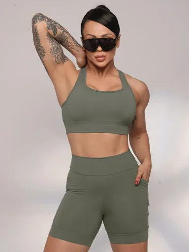 Conjunto Academia Top Shorts Meia Coxa