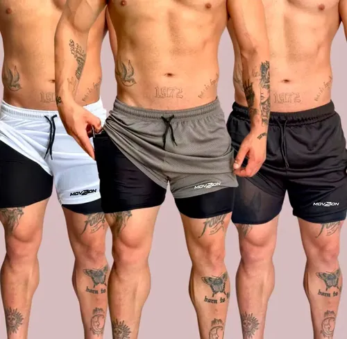 Shorts 2 Em 1 Duplo Bolso